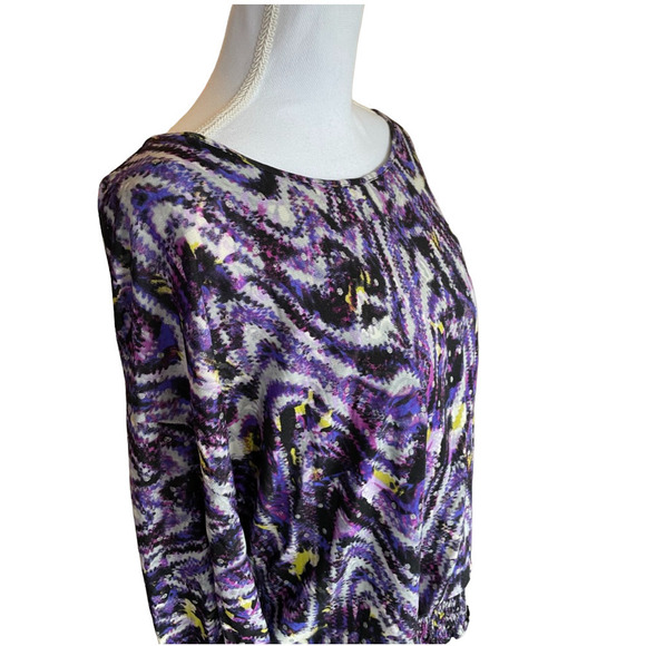 Style & Co. Woman Top Size 1x Purple Silver Gray 3/4 Sleeve Lined Worn Once - Picture 4 of 12